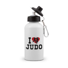 Бутылка спортивная с принтом Я люблю дзюдо в Тюмени, металл | емкость — 500 мл, в комплекте две пластиковые крышки и карабин для крепления | борьба | единоборства | спорт | я люблю дзюдо