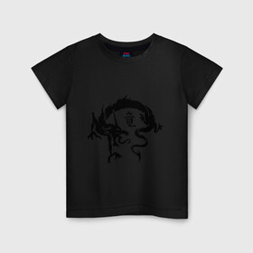 Детская футболка хлопок с принтом Дракон в японском стиле в Тюмени, 100% хлопок | круглый вырез горловины, полуприлегающий силуэт, длина до линии бедер | Тематика изображения на принте: дракон | дракон в японском стиле | монстры | привидения и дьяволы | японский стиль