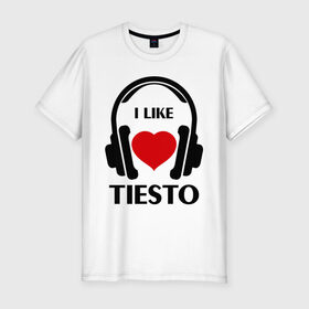 Мужская футболка премиум с принтом Мне нравится Tiesto в Тюмени, 92% хлопок, 8% лайкра | приталенный силуэт, круглый вырез ворота, длина до линии бедра, короткий рукав | Тематика изображения на принте: dj | rnb | к сердцу | клубная музыка | клубные | любовь к музыка | мне нравится | мне нравится tiesto | музыка