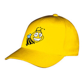 Бейсболка с принтом Пчелка в Тюмени, 100% хлопок | классический козырек, металлическая застежка-регулятор размера | Тематика изображения на принте: веселая пчелка | животные | мед | полоски | пчелка | шмель