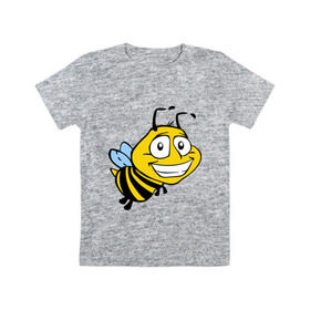 Детская футболка хлопок с принтом Пчелка в Тюмени, 100% хлопок | круглый вырез горловины, полуприлегающий силуэт, длина до линии бедер | веселая пчелка | животные | мед | полоски | пчелка | шмель
