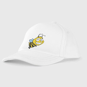 Детская бейсболка с принтом Пчелка в Тюмени, 100% хлопок | классический козырек, металлическая застежка-регулятор размера | Тематика изображения на принте: веселая пчелка | животные | мед | полоски | пчелка | шмель
