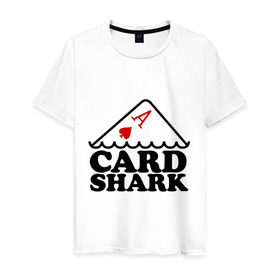 Мужская футболка хлопок с принтом Карточная акула в Тюмени, 100% хлопок | прямой крой, круглый вырез горловины, длина до линии бедер, слегка спущенное плечо. | Тематика изображения на принте: pokerstars
