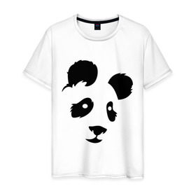 Мужская футболка хлопок с принтом Панда в Тюмени, 100% хлопок | прямой крой, круглый вырез горловины, длина до линии бедер, слегка спущенное плечо. | панда