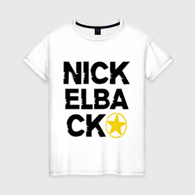 Женская футболка хлопок с принтом Nickelback star в Тюмени, 100% хлопок | прямой крой, круглый вырез горловины, длина до линии бедер, слегка спущенное плечо | 