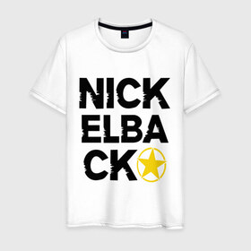 Мужская футболка хлопок с принтом Nickelback star в Тюмени, 100% хлопок | прямой крой, круглый вырез горловины, длина до линии бедер, слегка спущенное плечо. | 
