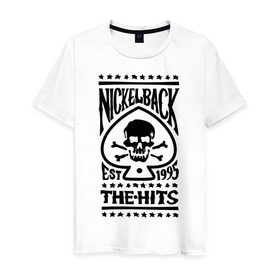 Мужская футболка хлопок с принтом Nickelback hits в Тюмени, 100% хлопок | прямой крой, круглый вырез горловины, длина до линии бедер, слегка спущенное плечо. | nickelback hits | музыка | разное