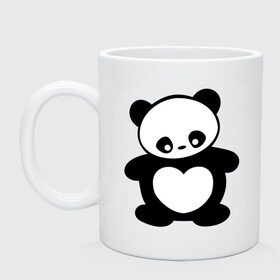 Кружка с принтом Панда с сердцем panda heart в Тюмени, керамика | объем — 330 мл, диаметр — 80 мм. Принт наносится на бока кружки, можно сделать два разных изображения | панда