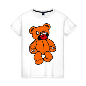 Женская футболка хлопок с принтом angry bear в Тюмени, 100% хлопок | прямой крой, круглый вырез горловины, длина до линии бедер, слегка спущенное плечо | животные angry bear | медведь | миша | сердитый мишка