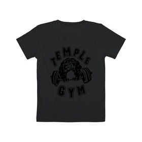 Детская футболка хлопок с принтом Temple gym в Тюмени, 100% хлопок | круглый вырез горловины, полуприлегающий силуэт, длина до линии бедер | temple gym | пес | силовой спорт | спорт | спортивный пес | тренажерный зал