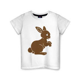 Детская футболка хлопок с принтом Зайчик в Тюмени, 100% хлопок | круглый вырез горловины, полуприлегающий силуэт, длина до линии бедер | белый кролик | животные | зайчик | кролик | милый зайка