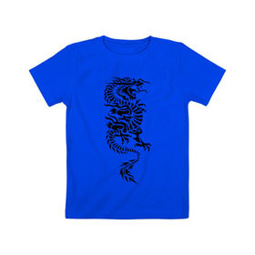 Детская футболка хлопок с принтом Японский дракон в Тюмени, 100% хлопок | круглый вырез горловины, полуприлегающий силуэт, длина до линии бедер | Тематика изображения на принте: media | дракон | прикольные картинки | трайблы и узоры 
автор: pavecher | японский дракон
