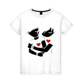 Женская футболка хлопок с принтом Эмо любовь в Тюмени, 100% хлопок | прямой крой, круглый вырез горловины, длина до линии бедер, слегка спущенное плечо | 14 февраля сердца | любовь | сердца | эмо любовь