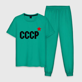 Мужская пижама хлопок с принтом СССР в Тюмени, 100% хлопок | брюки и футболка прямого кроя, без карманов, на брюках мягкая резинка на поясе и по низу штанин
 | retro | звезда | коммунизм | ретро | ссср