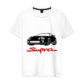 Мужская футболка хлопок с принтом toyota supra в Тюмени, 100% хлопок | прямой крой, круглый вырез горловины, длина до линии бедер, слегка спущенное плечо. | toyota | toyota supra | автомобильные | машинка | спорт | тачки