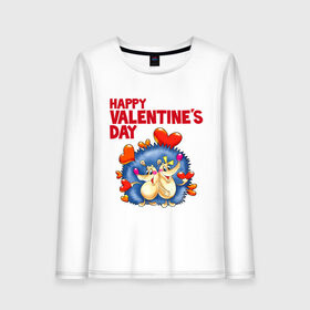 Женский лонгслив хлопок с принтом Ёжики с сердечками в Тюмени, 100% хлопок |  | влюбленные ежики | день святого валентина | ежики | ёжики с сердечками | идеи подарков | любовь | сердечки