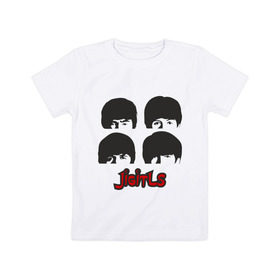 Детская футболка хлопок с принтом Джигитлз в Тюмени, 100% хлопок | круглый вырез горловины, полуприлегающий силуэт, длина до линии бедер | 60s | 60е | beatles | rock | битлз | битлы | битлы   hard days | леннон | ленон | музыка | разное | ретро | рок