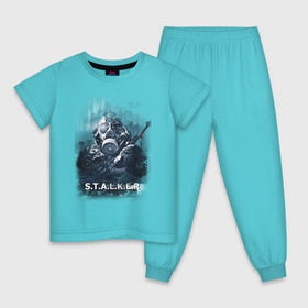 Детская пижама хлопок с принтом STALKER в Тюмени, 100% хлопок |  брюки и футболка прямого кроя, без карманов, на брюках мягкая резинка на поясе и по низу штанин
 | shooter | stalker | постапокалиптические | припять | радиация | сталкер | чернобыль | шутер