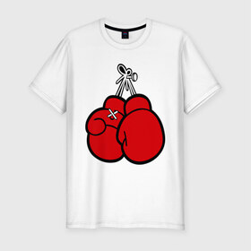 Мужская футболка премиум с принтом Боксерские перчатки в Тюмени, 92% хлопок, 8% лайкра | приталенный силуэт, круглый вырез ворота, длина до линии бедра, короткий рукав | бокс | боксерские перчатки | перчатки | спорт