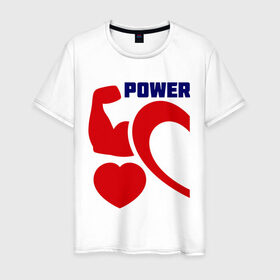 Мужская футболка хлопок с принтом Power of love (м) в Тюмени, 100% хлопок | прямой крой, круглый вырез горловины, длина до линии бедер, слегка спущенное плечо. | 14 февраля | power of love | влюбленным | для двоих | парные | сила любви