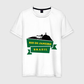 Мужская футболка хлопок с принтом Rio de Janeiro (Brazil) в Тюмени, 100% хлопок | прямой крой, круглый вырез горловины, длина до линии бедер, слегка спущенное плечо. | brazil | rio de janeiro | туристические