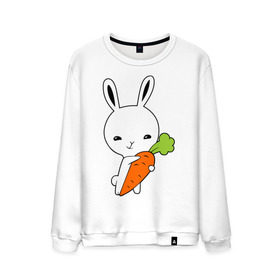 Мужской свитшот хлопок с принтом Зайчик с морковкой в Тюмени, 100% хлопок |  | животные | зайка | зайчик | зайчик с морковкой | морковка