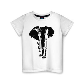 Детская футболка хлопок с принтом Слон в Тюмени, 100% хлопок | круглый вырез горловины, полуприлегающий силуэт, длина до линии бедер | слон