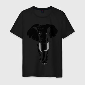 Мужская футболка хлопок с принтом Слон в Тюмени, 100% хлопок | прямой крой, круглый вырез горловины, длина до линии бедер, слегка спущенное плечо. | слон