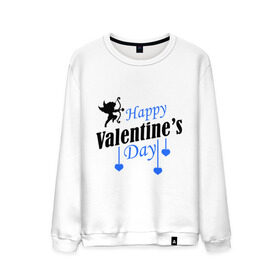 Мужской свитшот хлопок с принтом Happy Valentine`s day в Тюмени, 100% хлопок |  | Тематика изображения на принте: 14 февраля | happy valentines day | love is.. | амур | влюбленным | идеи подарков день святого валентина | сердца