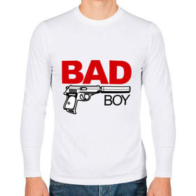 Мужской лонгслив хлопок с принтом Bad boy (плохой парень) в Тюмени, 100% хлопок |  | bad boy