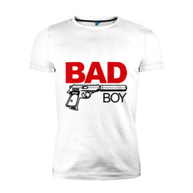 Мужская футболка премиум с принтом Bad boy (плохой парень) в Тюмени, 92% хлопок, 8% лайкра | приталенный силуэт, круглый вырез ворота, длина до линии бедра, короткий рукав | bad boy