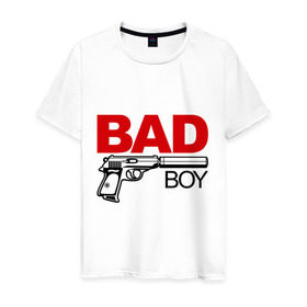 Мужская футболка хлопок с принтом Bad boy (плохой парень) в Тюмени, 100% хлопок | прямой крой, круглый вырез горловины, длина до линии бедер, слегка спущенное плечо. | bad boy