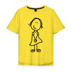 Мужская футболка хлопок Oversize с принтом человечки с цветком парная жен в Тюмени, 100% хлопок | свободный крой, круглый ворот, “спинка” длиннее передней части | 14 февраля | love is.. | влюбленным | все | парные | человечки с цветком парная жен