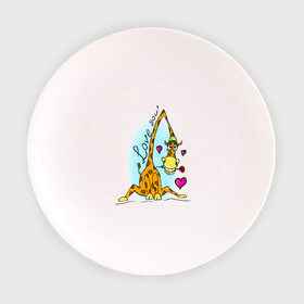 Тарелка 3D с принтом Love you в Тюмени, фарфор | диаметр - 210 мм
диаметр для нанесения принта - 120 мм | Тематика изображения на принте: love you | жираф | жирафик | люблю тебя | роза | сердечки | сердце
