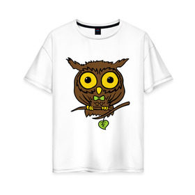 Женская футболка хлопок Oversize с принтом Филин в Тюмени, 100% хлопок | свободный крой, круглый ворот, спущенный рукав, длина до линии бедер
 | сова