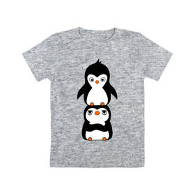 Детская футболка хлопок с принтом Пингвины в Тюмени, 100% хлопок | круглый вырез горловины, полуприлегающий силуэт, длина до линии бедер | Тематика изображения на принте: 14 февраля | влюбленным | пингвины | прикольные картинки