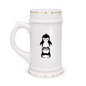 Кружка пивная с принтом Пингвины в Тюмени,  керамика (Материал выдерживает высокую температуру, стоит избегать резкого перепада температур) |  объем 630 мл | 14 февраля | влюбленным | пингвины | прикольные картинки