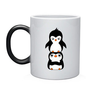 Кружка хамелеон с принтом Пингвины в Тюмени, керамика | меняет цвет при нагревании, емкость 330 мл | 14 февраля | влюбленным | пингвины | прикольные картинки