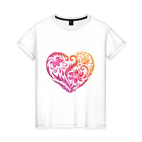Женская футболка хлопок с принтом Живопись в виде сердца в Тюмени, 100% хлопок | прямой крой, круглый вырез горловины, длина до линии бедер, слегка спущенное плечо | 14 февраля | живопись в виде сердца | любовь | сердца