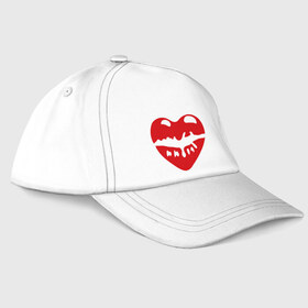 Бейсболка с принтом Поцелуй в виде сердца в Тюмени, 100% хлопок | классический козырек, металлическая застежка-регулятор размера | 14 февраля | love is.. | влюбленным | губы | поцелуй в виде сердца | сердца