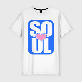 Мужская футболка премиум с принтом Soul mate (он) в Тюмени, 92% хлопок, 8% лайкра | приталенный силуэт, круглый вырез ворота, длина до линии бедра, короткий рукав | 14 февраля | love is.. | soul mate | влюбленным | все | он | парные
