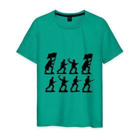 Мужская футболка хлопок с принтом Солдатики в Тюмени, 100% хлопок | прямой крой, круглый вырез горловины, длина до линии бедер, слегка спущенное плечо. | армия | война | войско | победа | солдатики | солдаты | флаги