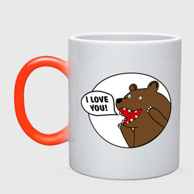Кружка хамелеон с принтом Медведь - я люблю тебя в Тюмени, керамика | меняет цвет при нагревании, емкость 330 мл | i | love | you | люблю | любовь | медвед | медведь
