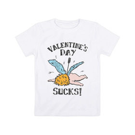 Детская футболка хлопок с принтом Valentine`s day sucks в Тюмени, 100% хлопок | круглый вырез горловины, полуприлегающий силуэт, длина до линии бедер | 14 февраля | день всех влюбленных | день святого валентина | ненавижу день святого валентина