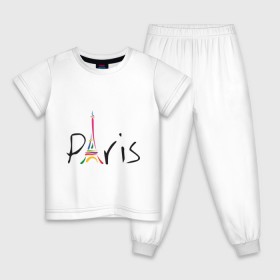 Детская пижама хлопок с принтом Красочный Париж в Тюмени, 100% хлопок |  брюки и футболка прямого кроя, без карманов, на брюках мягкая резинка на поясе и по низу штанин
 | башня | красочный париж | париж | туристические | франция | эльфивая башня