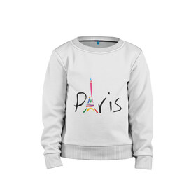 Детский свитшот хлопок с принтом Красочный Париж в Тюмени, 100% хлопок | круглый вырез горловины, эластичные манжеты, пояс и воротник | башня | красочный париж | париж | туристические | франция | эльфивая башня