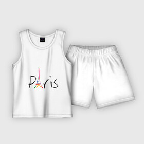 Детская пижама с шортами хлопок с принтом Красочный Париж в Тюмени,  |  | башня | красочный париж | париж | туристические | франция | эльфивая башня