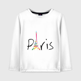 Детский лонгслив хлопок с принтом Красочный Париж в Тюмени, 100% хлопок | круглый вырез горловины, полуприлегающий силуэт, длина до линии бедер | башня | красочный париж | париж | туристические | франция | эльфивая башня