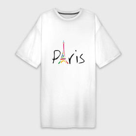 Платье-футболка хлопок с принтом Красочный Париж в Тюмени,  |  | башня | красочный париж | париж | туристические | франция | эльфивая башня