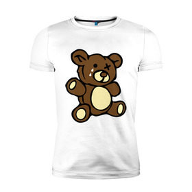 Мужская футболка премиум с принтом Плюшевый медведь в Тюмени, 92% хлопок, 8% лайкра | приталенный силуэт, круглый вырез ворота, длина до линии бедра, короткий рукав | животные | медведь | мишка | плюшевый медведь | слезки